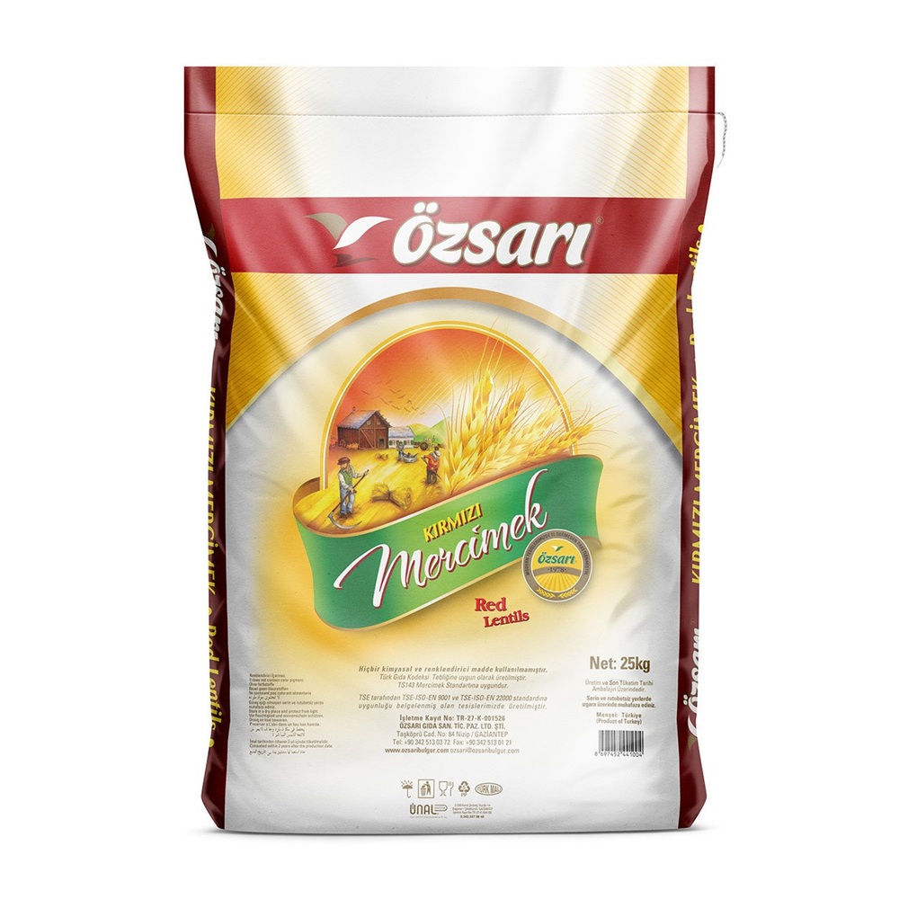 Özsarı Kırmızı Mercimek Yerli Yaprak 25 Kg - Bakliyat toptan satış