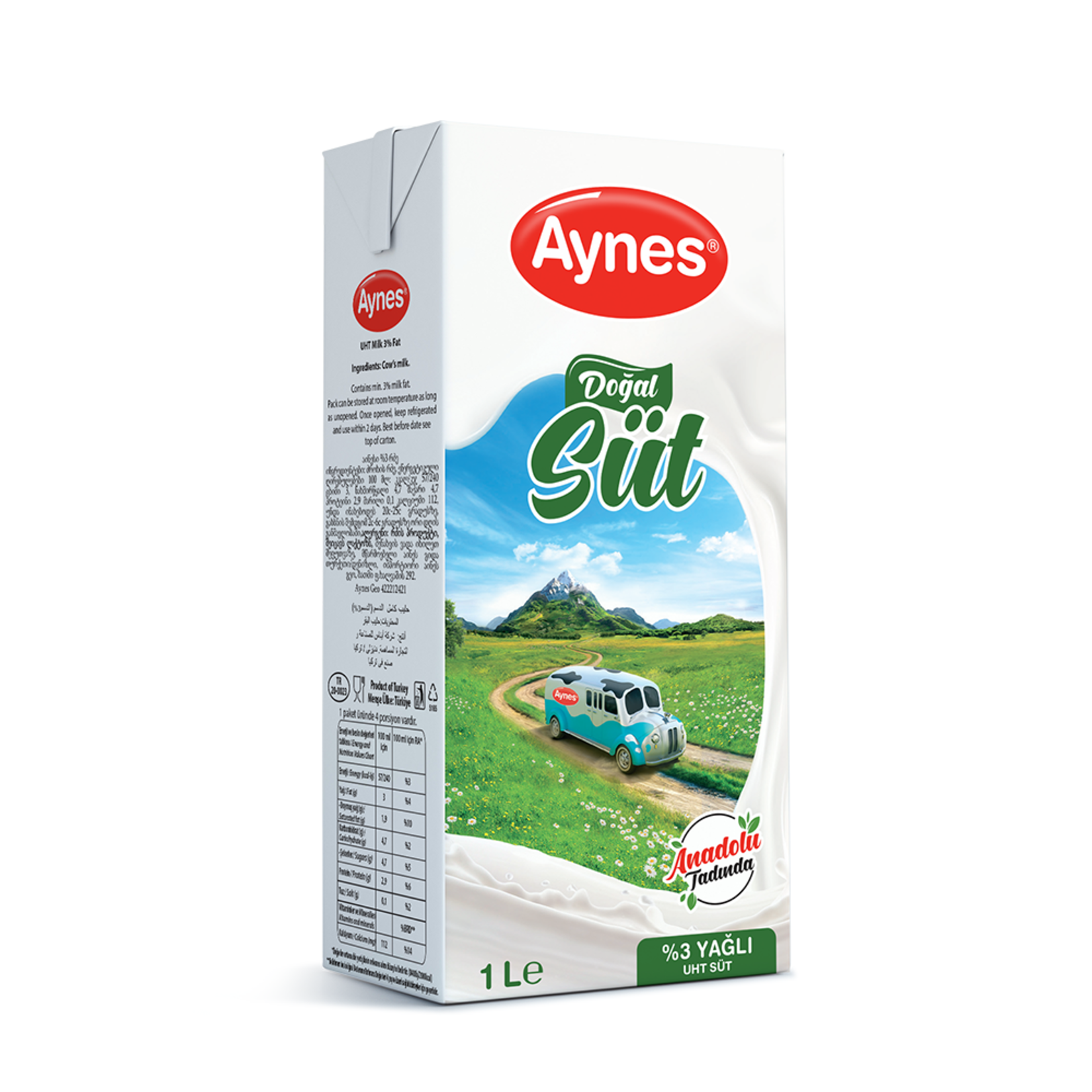 Aynes Süt Tam Yağlı 1 Lt  (12 Ad) - Kahvaltılık & Şarküteri toptan satış