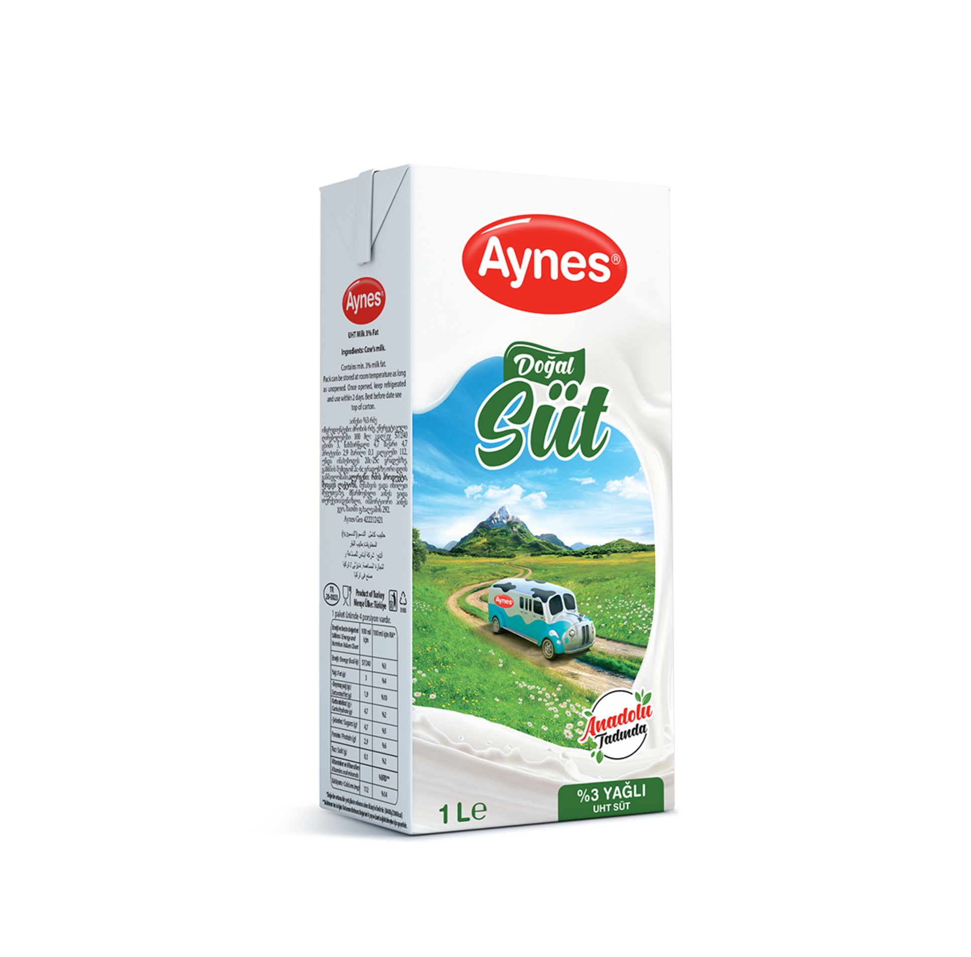 Aynes Yarım Yağlı Süt 1 Lt (12 Ad) - Kahvaltılık & Şarküteri toptan satış