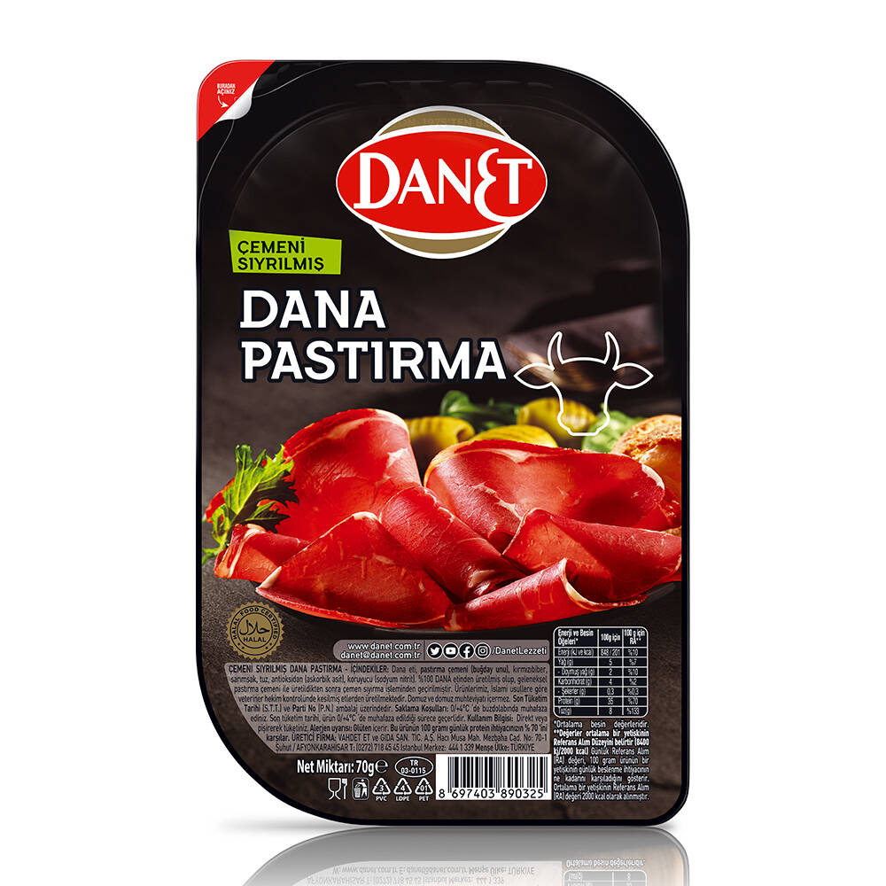 Danet Çemensiz Dilimli Pastırma 70 Gr - Kahvaltılık & Şarküteri toptan satış
