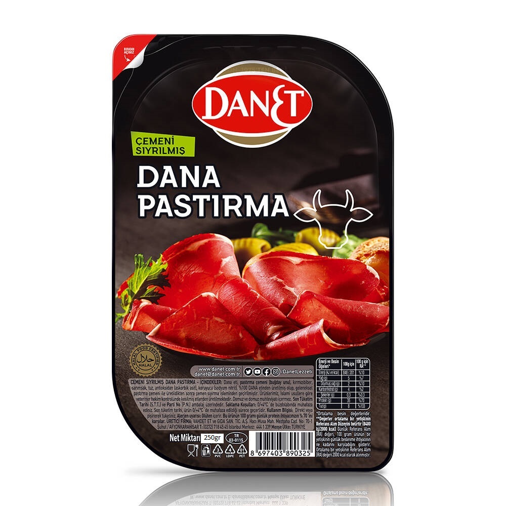 Danet Çemensiz Pastırma Dilimli 250 Gr - Kahvaltılık & Şarküteri toptan satış